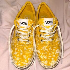 Vans Yellow and White Floral Sneakers